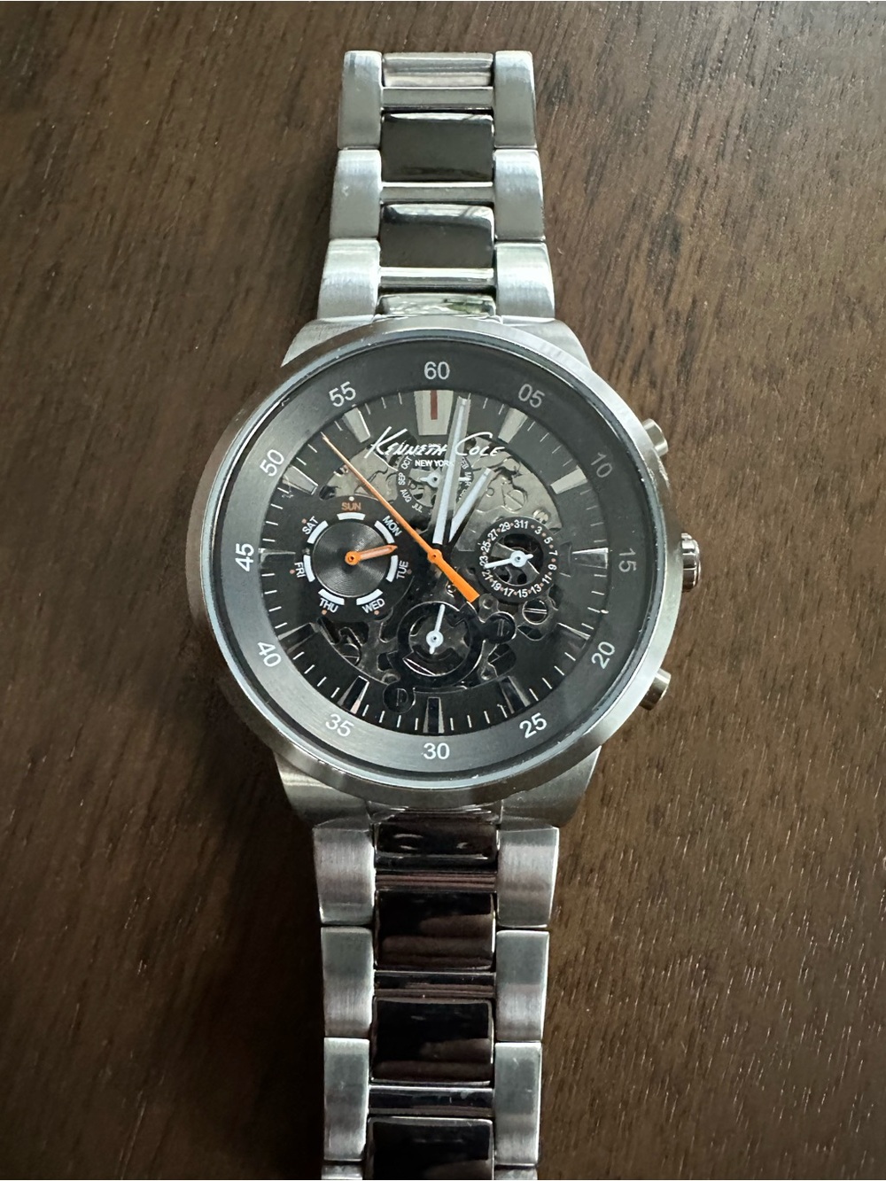 Kenneth Cole Men’s 42mm Silver Stainless Steel Skeleton Automatic Watch